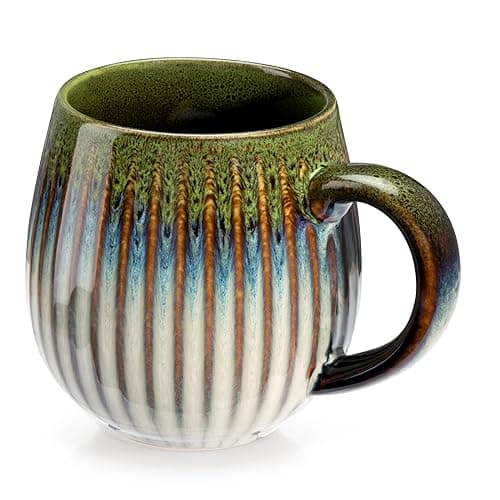 TELANKS grande tasse à café en céramique de 400 ml pour café, lait et thé (vert clair) — Vert-tw