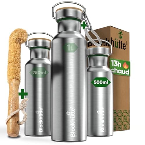 Gourde isotherme en acier inox résistante aux fuites – Parfaite pour étudiants, bureau et enfants – Lavable en machine