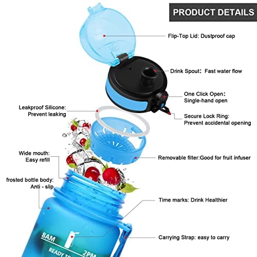 Vikaster Gourde Sport Mat Rose Clair - 500 ML Bouteille d'Eau Sans BPA Étanche & Réutilisable avec Filtre & Marqueur de