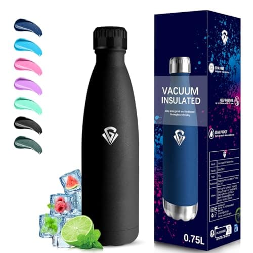 Gourde Grsta Isotherme 500ml Rose - 24h Froid & 12h Chaud, Anti-Fuite, Inox Sans BPA, Facile à Transporter, Bouteille d' — Noir