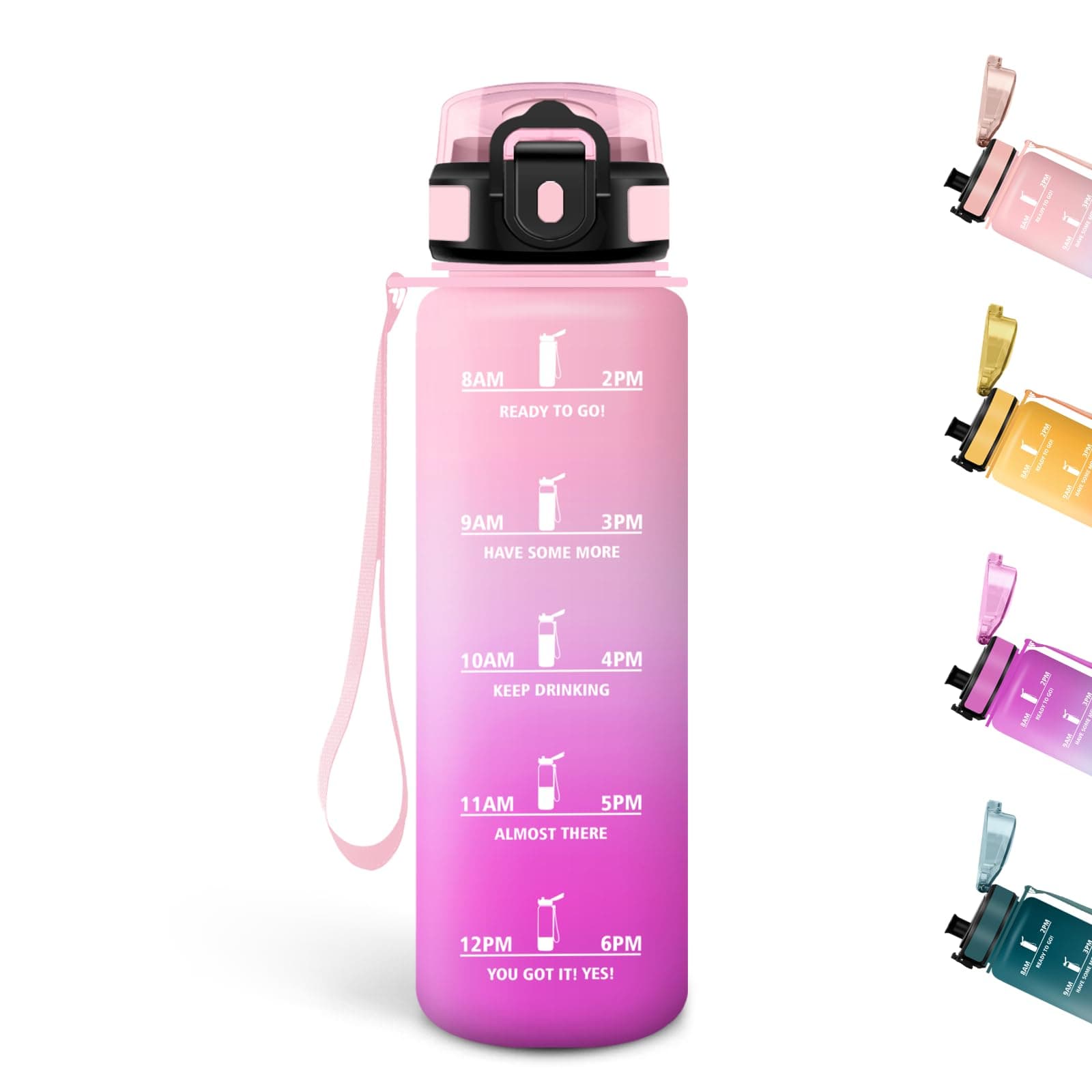 Gourde Motswedi Sport 500ml Anti Fuite Rose Cler & Rose Rouge pour Enfant et Adulte | Bouteille Réutilisable Sans BPA |