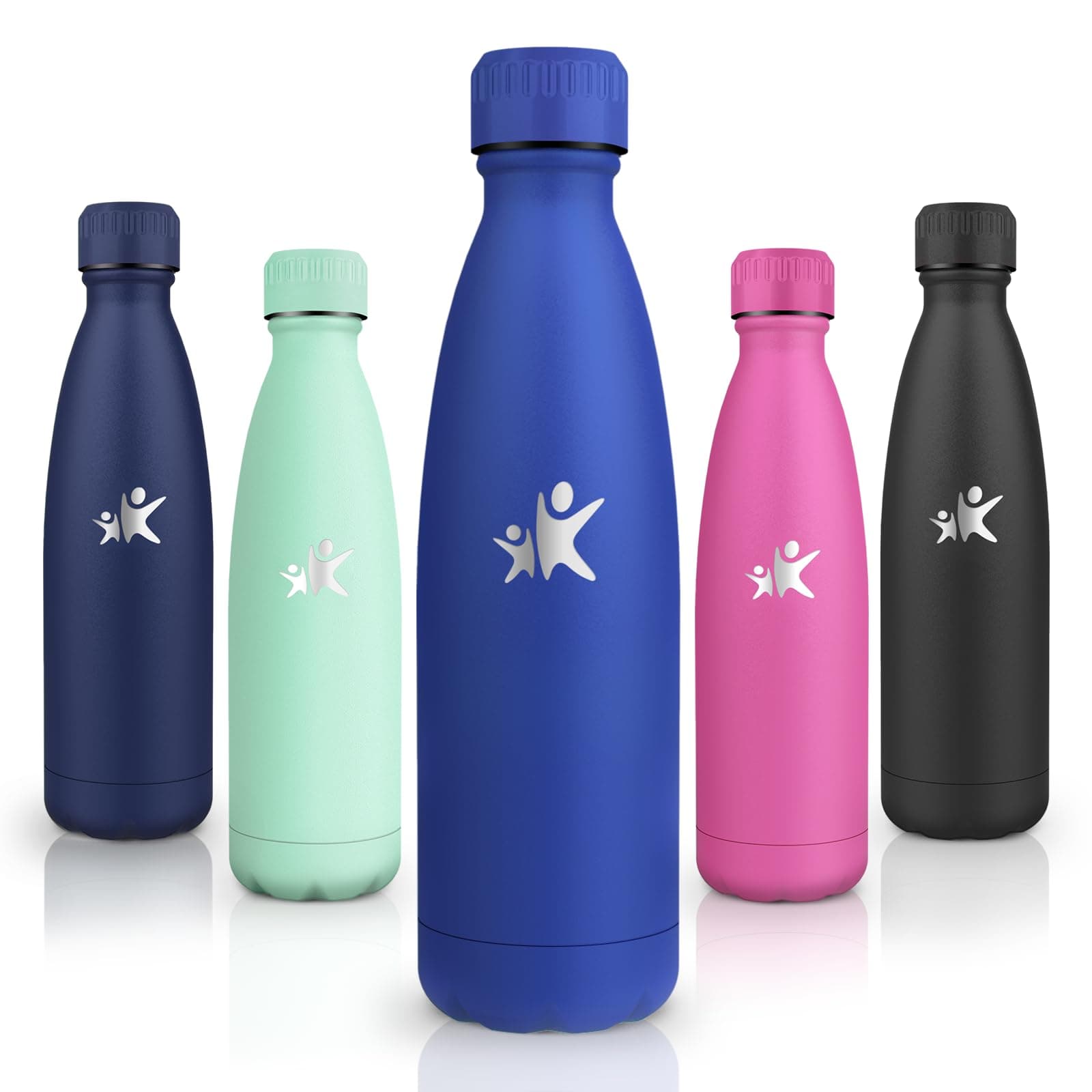 Gourde Motswedi Isotherme Enfant, 500 ml, Bleu Marine, Anti-Fuite, Sans BPA, Isotherme 24h Froid & 12h Chaud, Gourde Ino