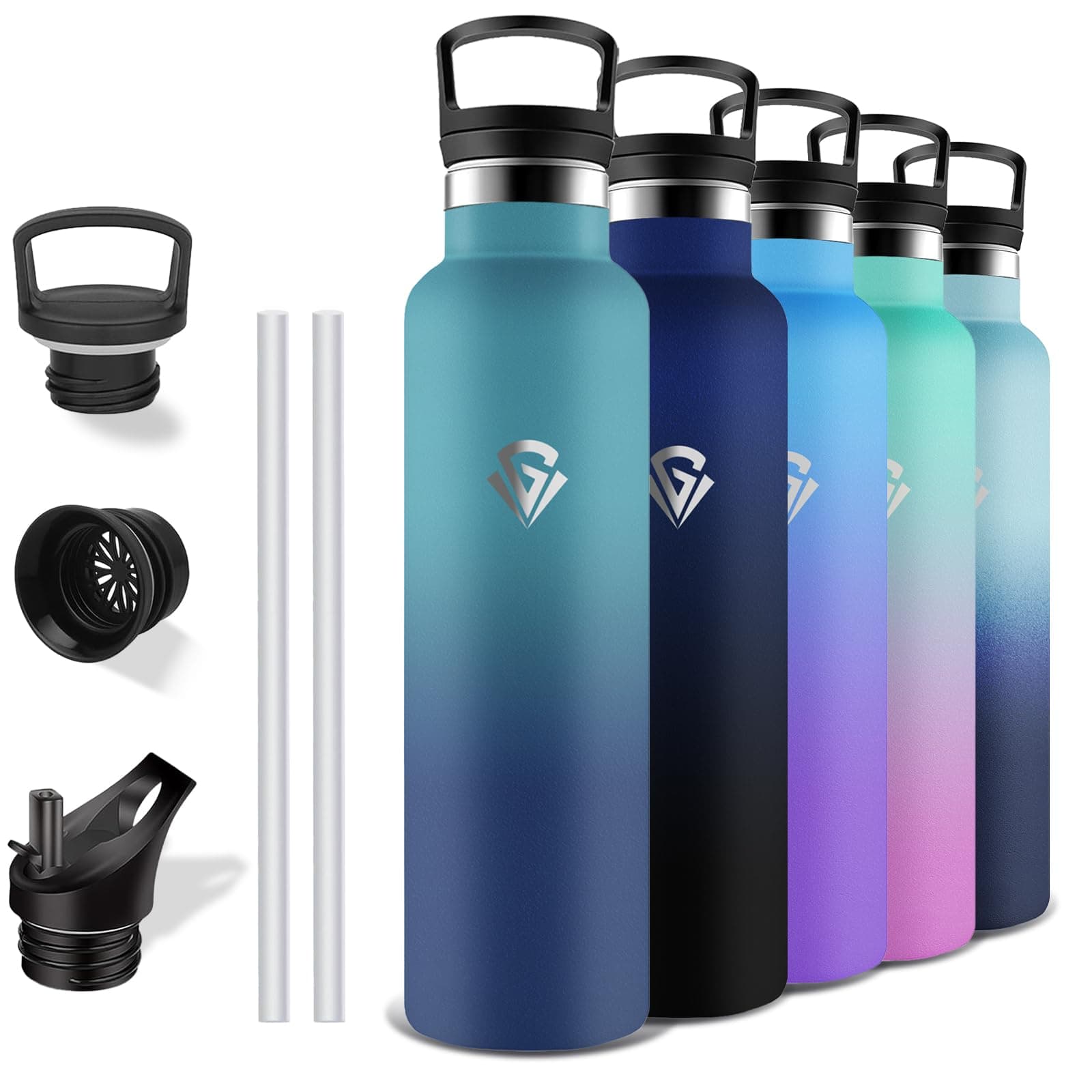 Gourde Isotherme 1L 24H Froid 12H Chaud, Anti-Fuite Sans BPA en Acier Inoxydable 18/8 pour Café, Thé, Lait - Grsta