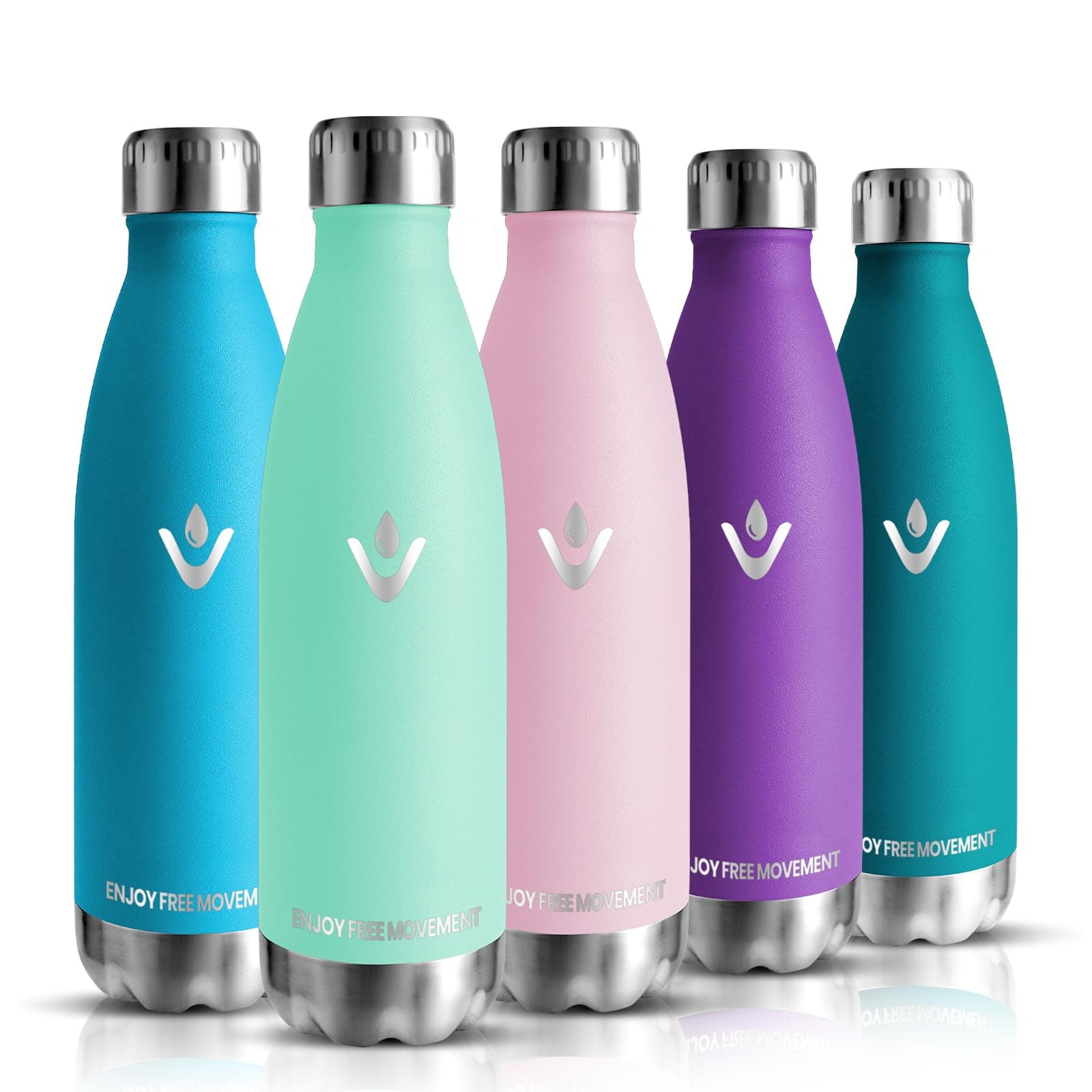Gourde Isotherme 500ML - Gourde Inox sans BPA Réutilisable, Bouteille pour Running, École et Bureau avec Revêtement en P