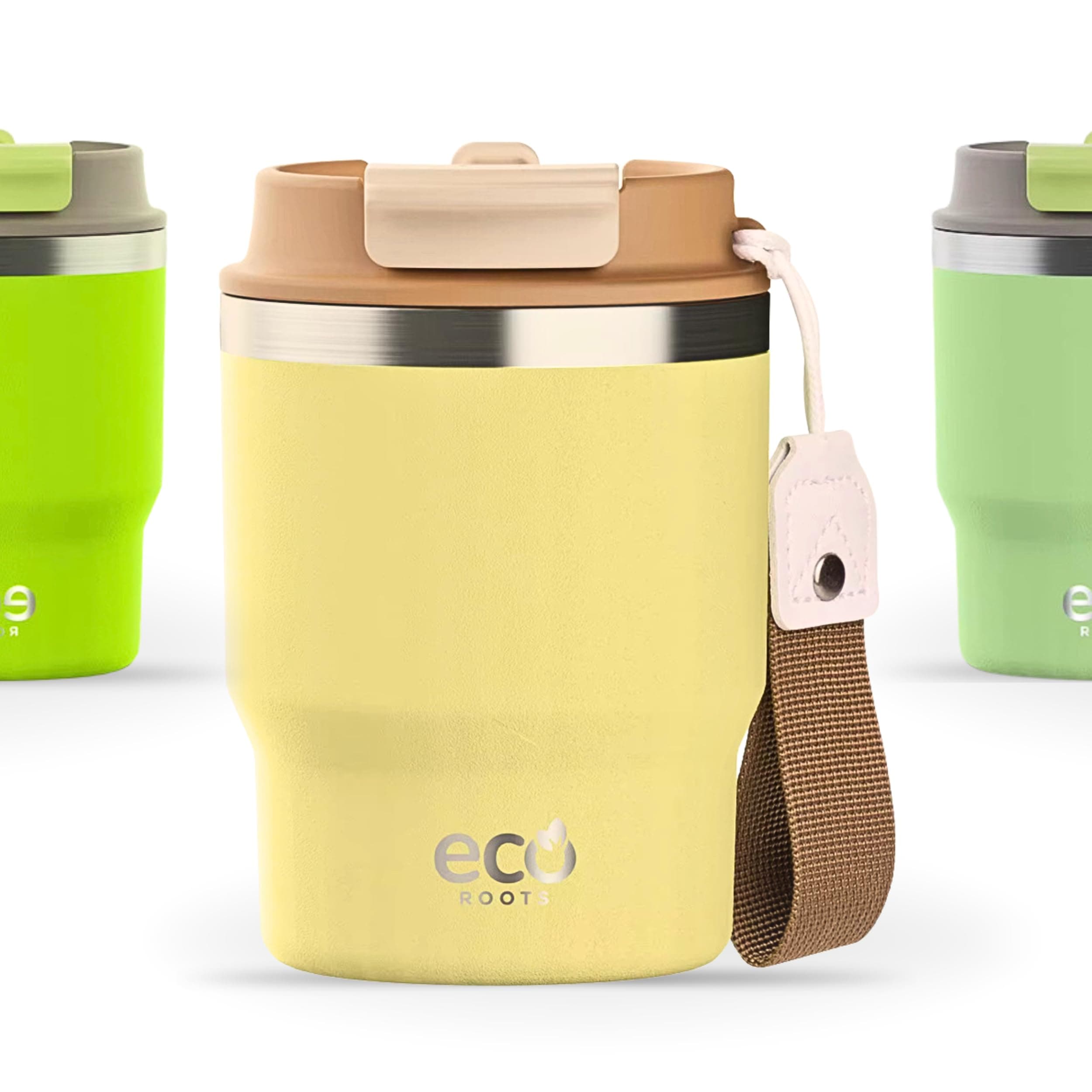 Evergreen ECOROOTS - Tasse Café Isotherme | Couvercle Antifuite | Acier Inoxydable | Sans BPA | Thermo Café Voyage | Tas