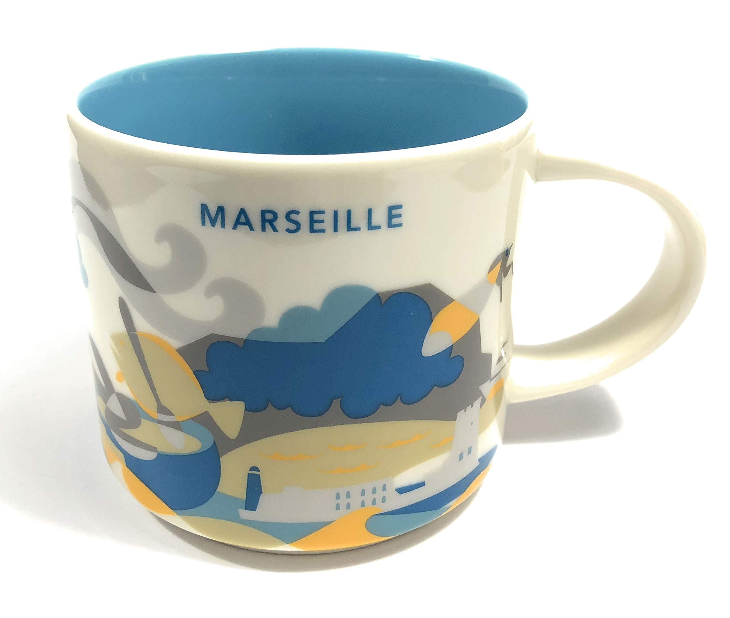 Starbucks Tasse à Café Bleu Clair Céramique Vous Êtes Ici 16oz Collectible USA Populaire