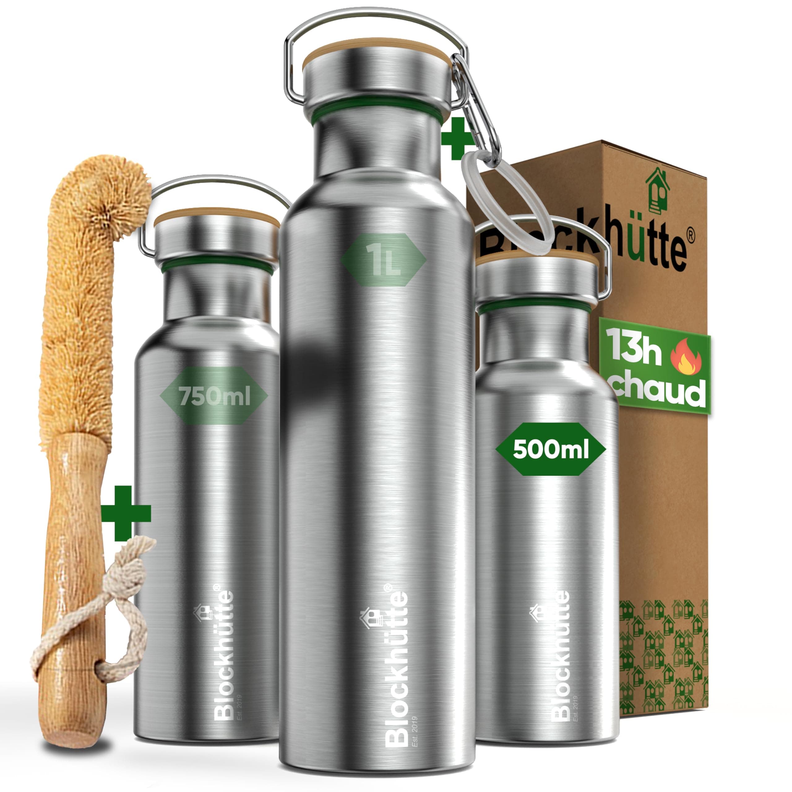 Gourde isotherme en acier inox résistante aux fuites – Parfaite pour étudiants, bureau et enfants – Lavable en machine