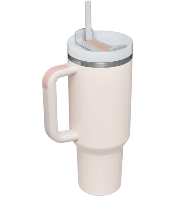 Tasse Inox Grande Capacité Rose Clair - Élevé en Paille pour Voiture - Tasse Extérieure American Style