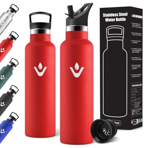 Gourde Isotherme Motswedi 1000ml Anti-Fuite, Poignée de Transport, École, Voyage, Sport — Rouge