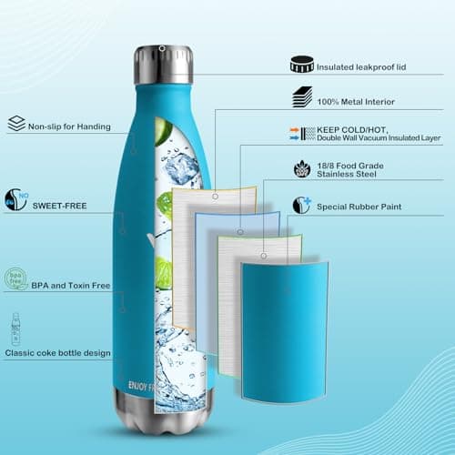 Vikaster Gourde isotherme 500ml InoxSans-BPA Approprié pour Adulte Sport Gym École Extérieur