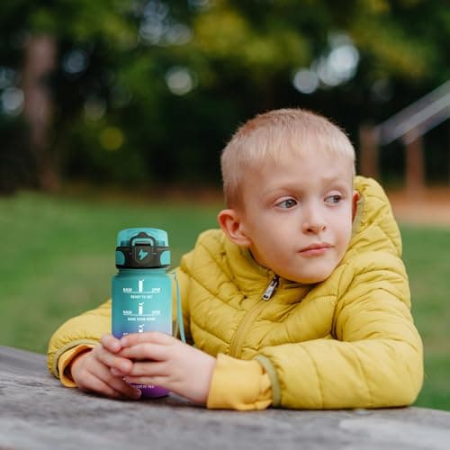 Gourde Enfant 500ml, Marqueur de Temps, Bouteille d'Eau pour Enfant et Sportifs, l'école et le Bureau
Gourde Enfant 50
