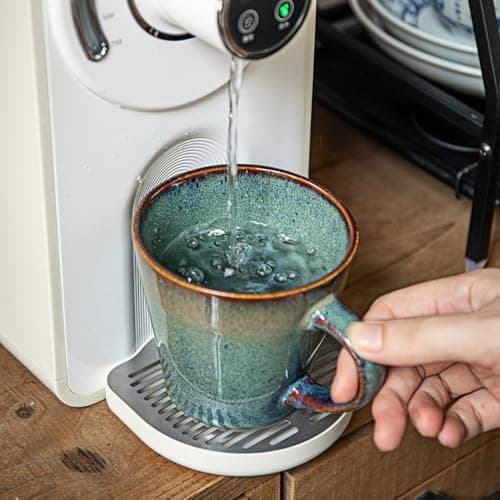 TELANKS grande tasse à café en céramique de 400 ml pour café, lait et thé (vert clair)