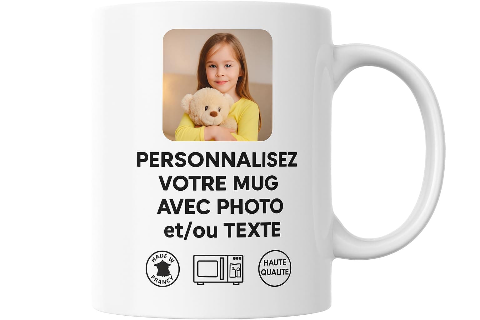 Fapadjo Mug Personnalisable Photo Texte, Tasse Café Prénom, Cadeau Anniversaire et Naissance, Souvenir Collegen