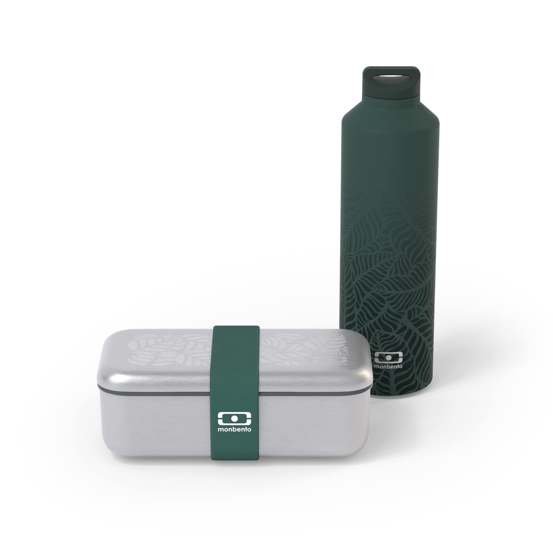 monbento Ensemble de Lunch Box Jungle en Métal, Bouteille Isotherme 500ml Sans BPA - Durable et Sûr