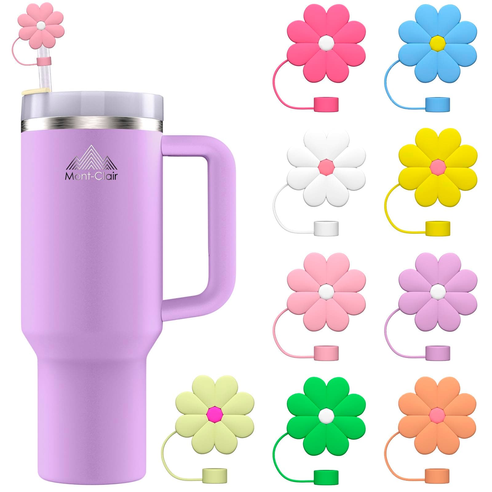 Mont-Clair 9 Embouts en Silicone pour Pailles + Bouchon Paille Compatible avec les Tumblers et Bouteilles d'Eau - Access