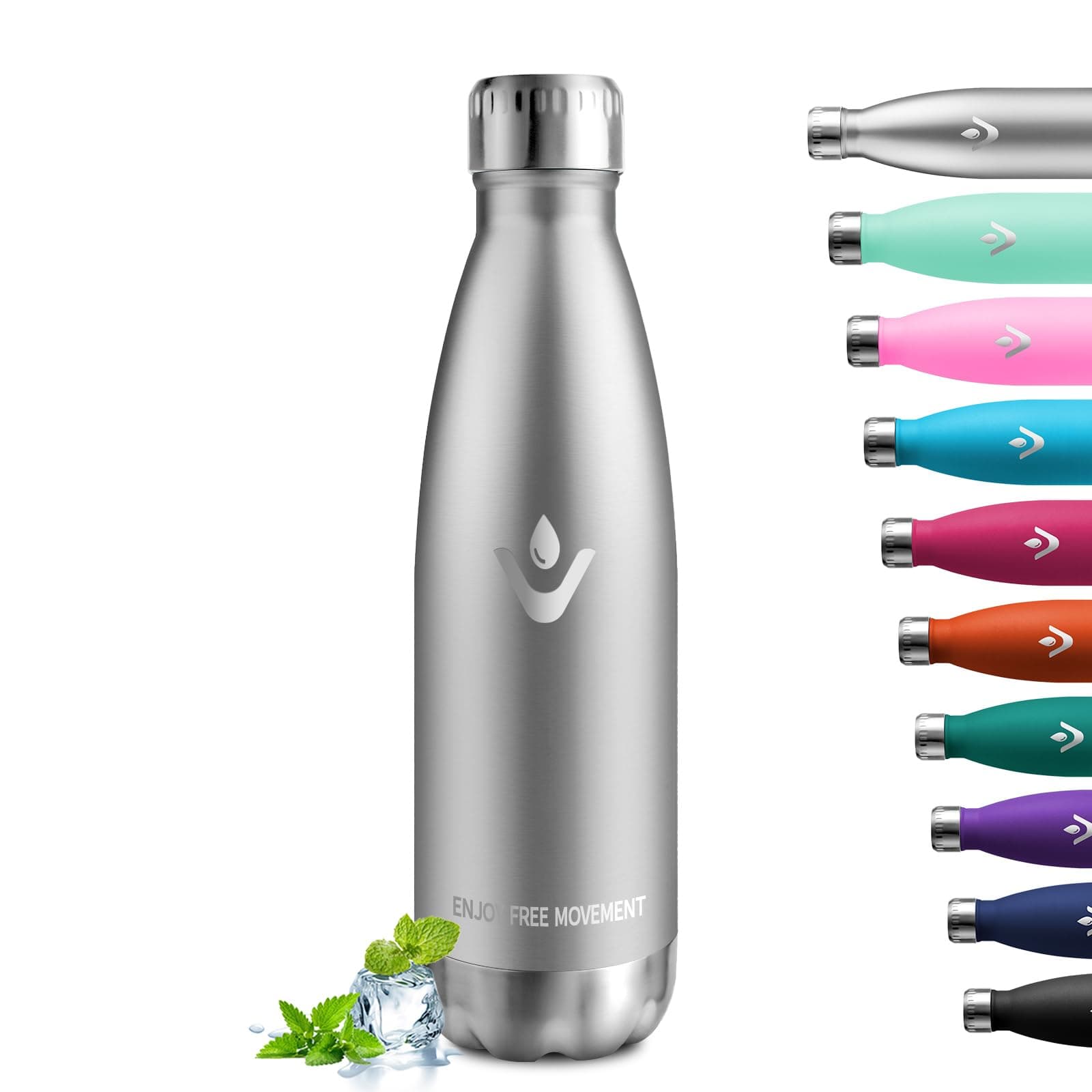 Goutte Isotherme Réutilisable 500ml, Inox Double Paroi Sans BPA, Bouteille Étanche Idéale pour Enfants et Adultes - Bure