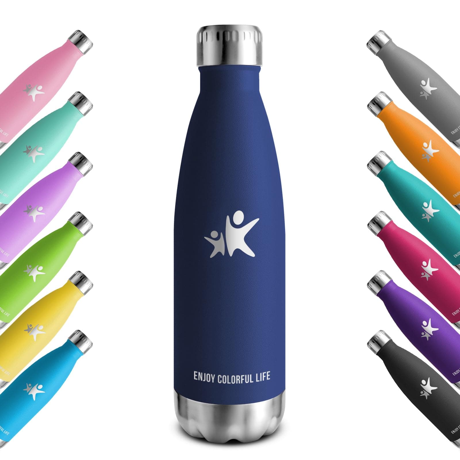 KollyKolla Gourde Inox Isotherme 350ml 500ml 650ml 750ml, Bouteille d'eau Acier Inoxydable à Double Paroi Sans BPA Etanc