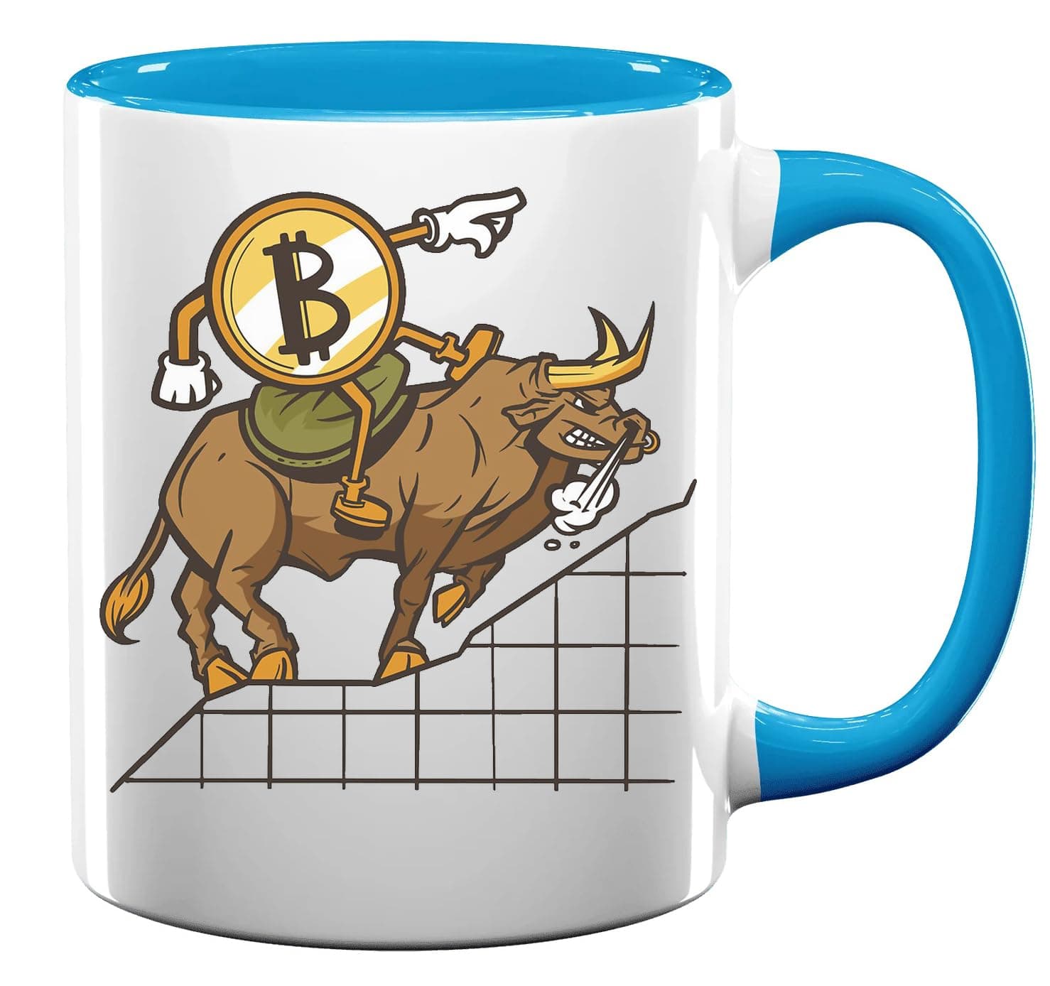 Bitcoin Bull Market Price Up Art Tasse à thé café en céramique Bleu clair pour passionnés de crypto, Design Élégant, 12