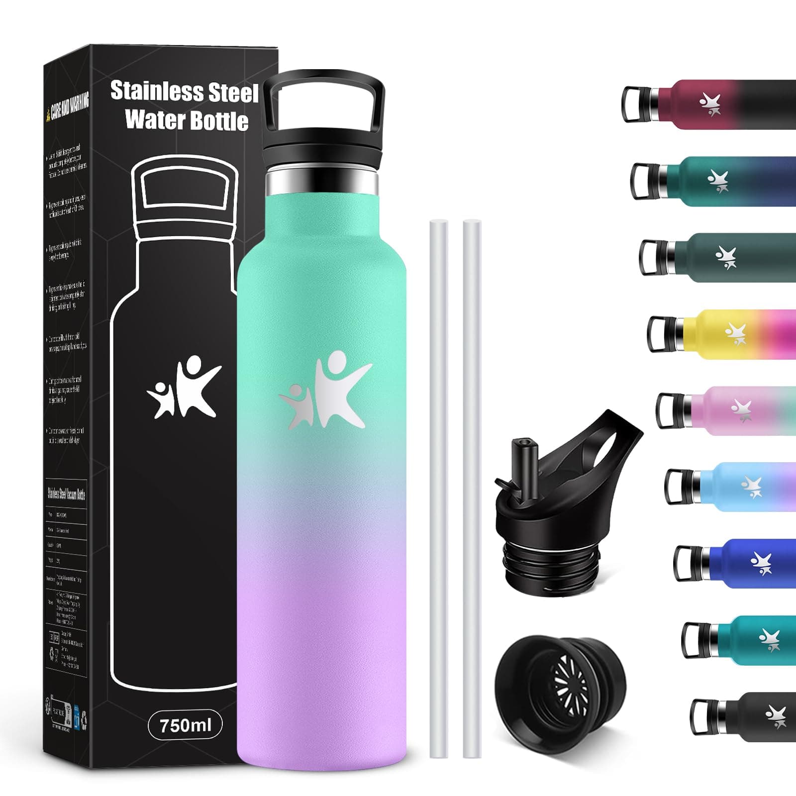 Gourde Isotherme KollyKolla 750ml pour Voyage et Bureau Sans BPA