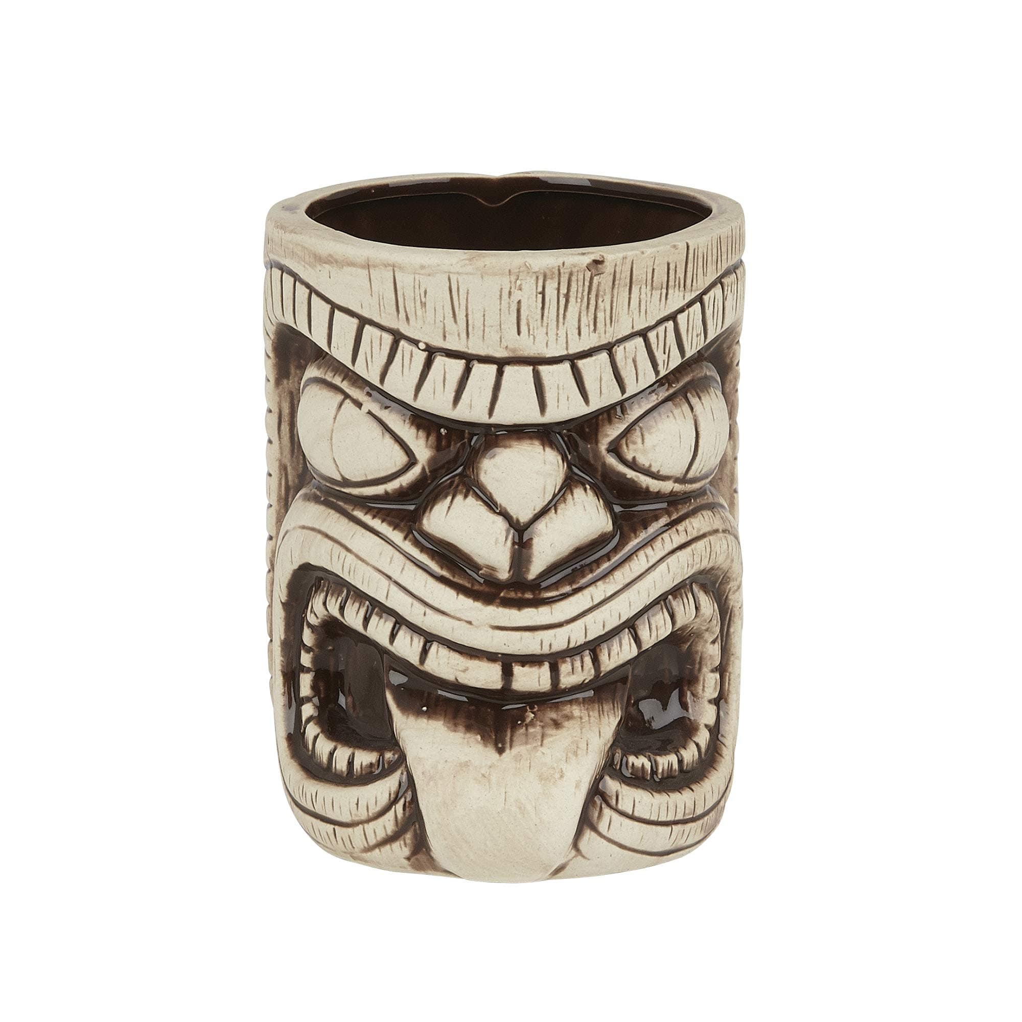 Beaumont Tasse Tiki en Céramique 450 ml - Marron Clair et Café, Tasse Décorative pour Boissons Chaudes, Design Toscano L