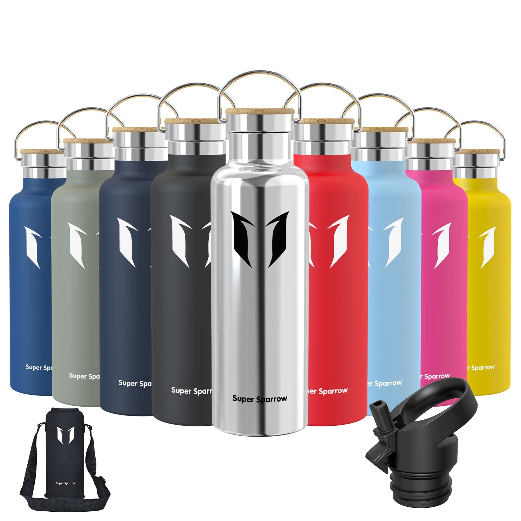 Super Sparrow Gourde Isotherme - Bouteille Étanche Sport 350ml/500ml/620ml/750ml/1L - INOX Bouche Standard - Sans BPA -