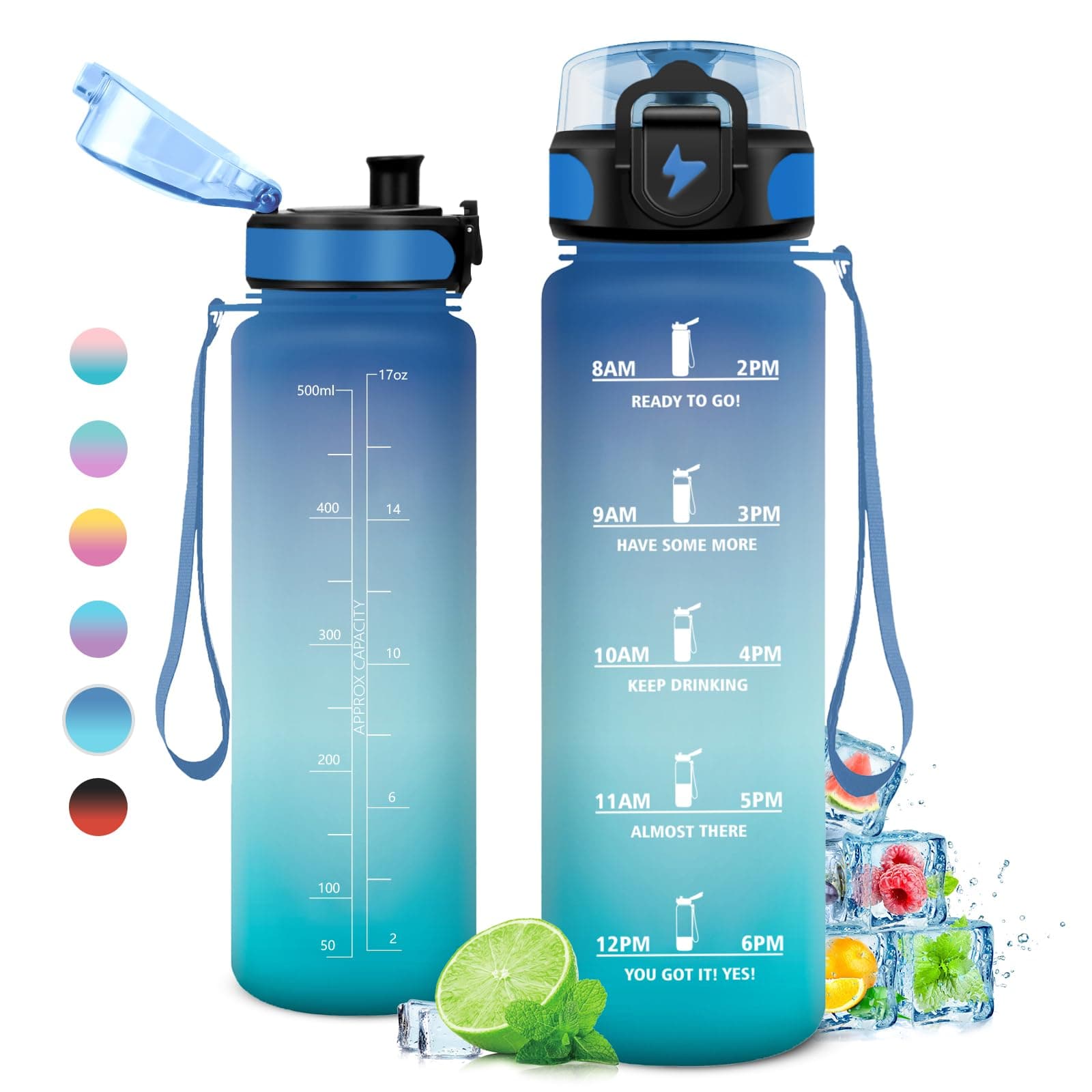 Gourde Enfant 500ml, Bouteille d'eau Étanche et Réutilisable pour Enfants, Gourde Sport avec Filtre et Marqueur de Temps