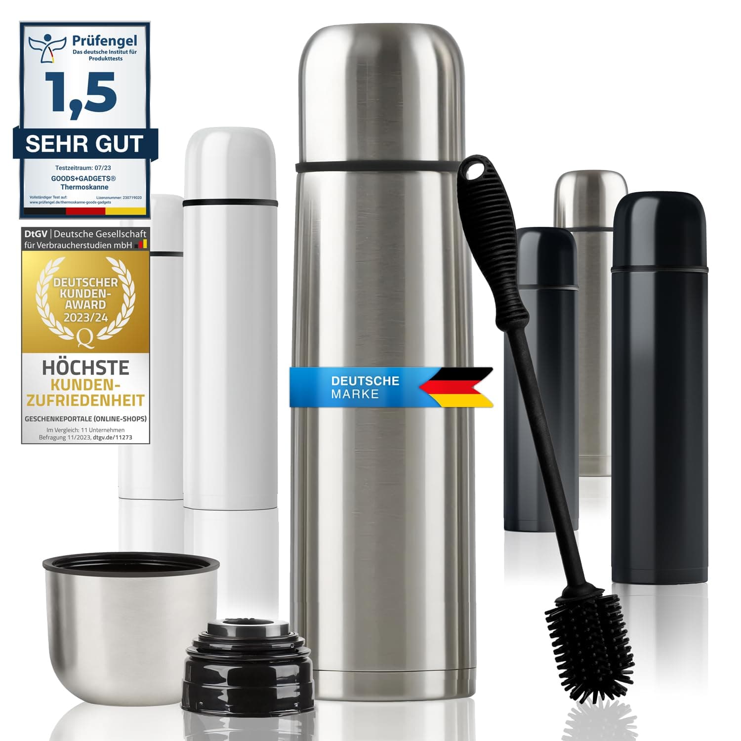 Bouteille thermos en acier inoxydable double paroi anti-fuite, garde les boissons chaudes & froides (500 ml) - Avec bros