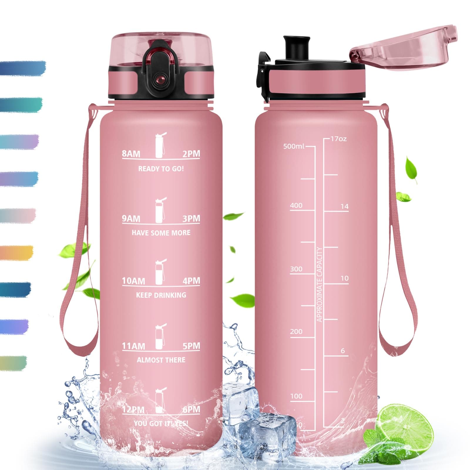 Gourde HoneyHolly 500ml Sport Sans BPA Eau Fitness Yoga L'école Bureau Filtrage Marqueur Temps