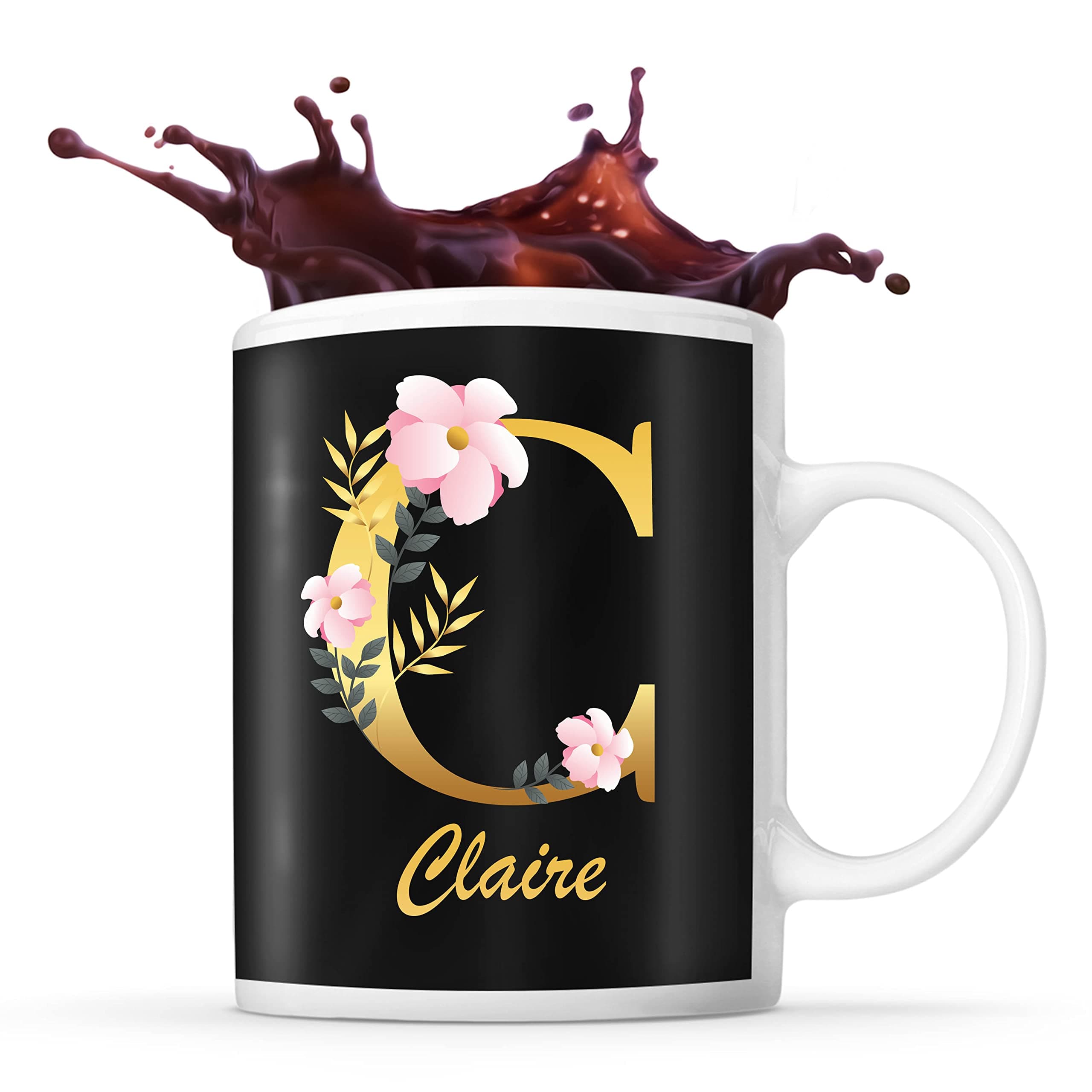 Tasse Claire Prénom Femme Noir Lettre Fleur Idée Cadeau Anniversaire Noël Fête des Mères
Tasse Claire Prénom Femme Noir