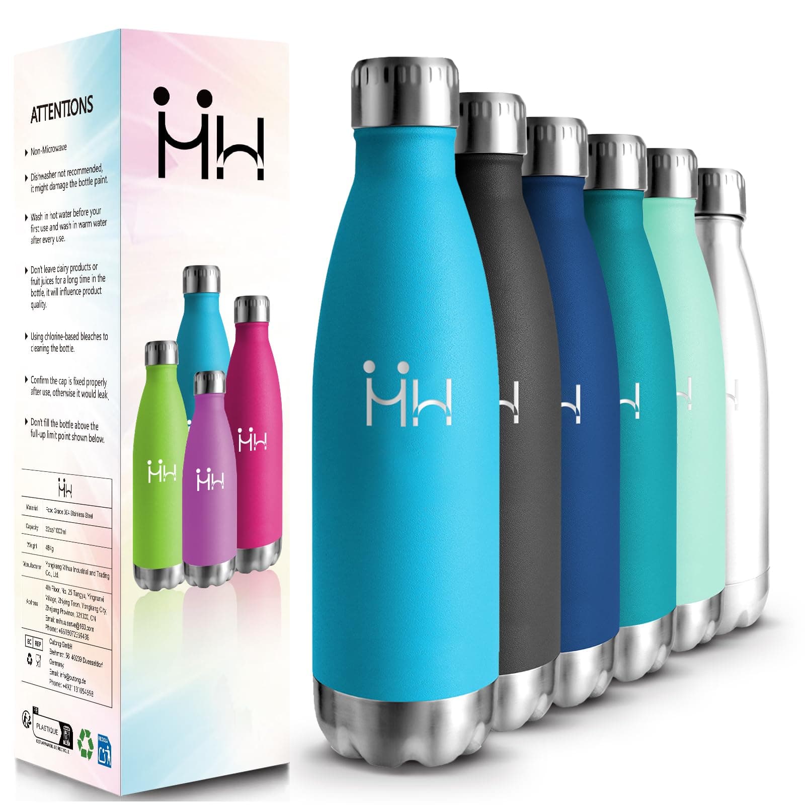 Gourde Isotherme HoneyHolly 500ML Inox sans BPA pour Sport et Outdoor