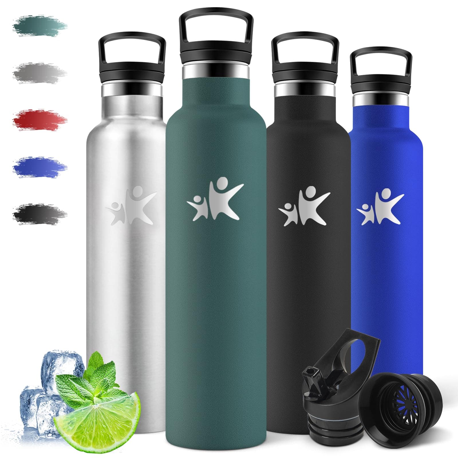 Motswedi Gourde Isotherme 1l, Réutilisable sans BPA, Thermos pour Randonnée, Bureau & Outdoor, 18/8 Acier Inoxydable, Ve