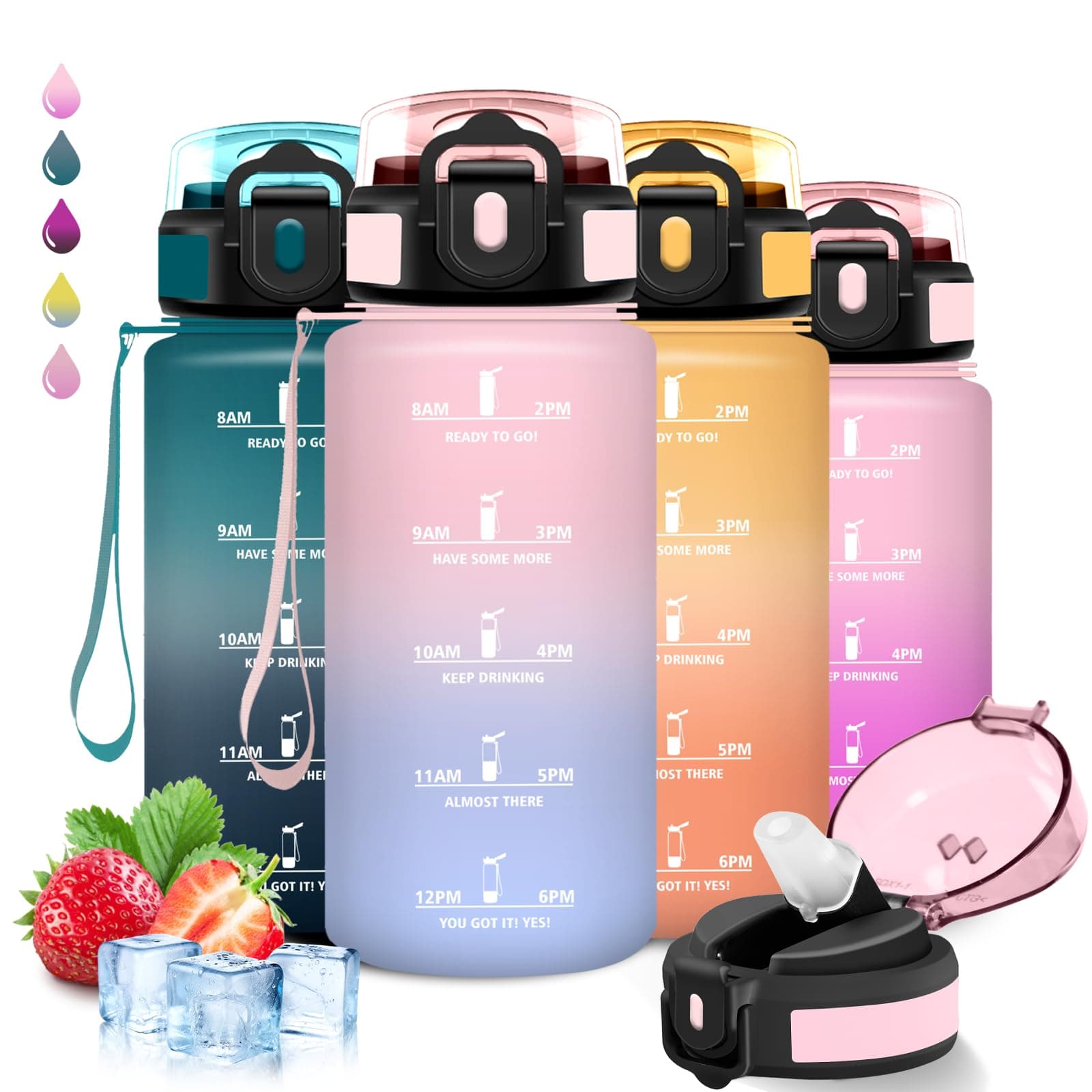 Gourde Enfant 500ml avec Paille Anti Fuite Marque Anti-Dechiffrement pour École Camping Voyage Sports Vélo avec Cadenas