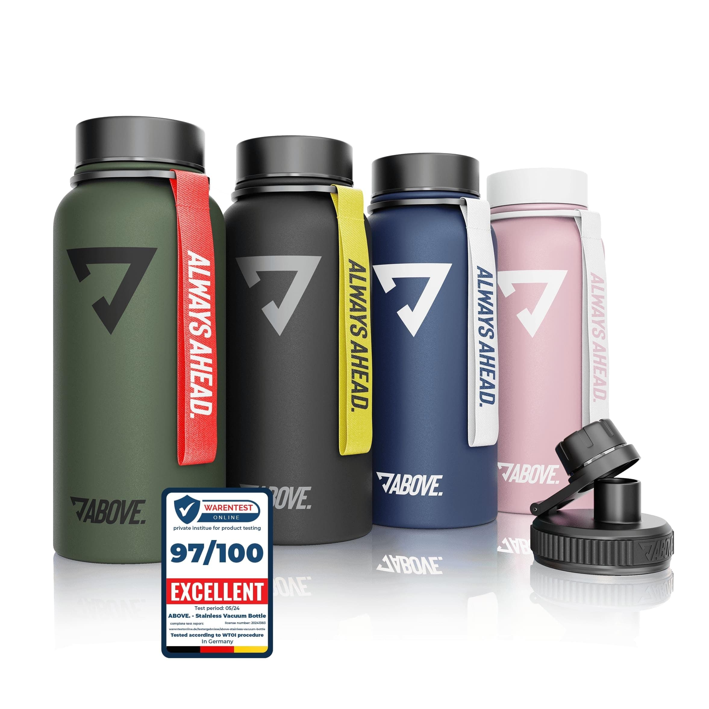 **Gourde Isotherme Inox 1L – Étanche 24H & 12H, Acier Inoxydable Sans BPA – Bouteille pour Sport et Randonnée (Noir, 1 L