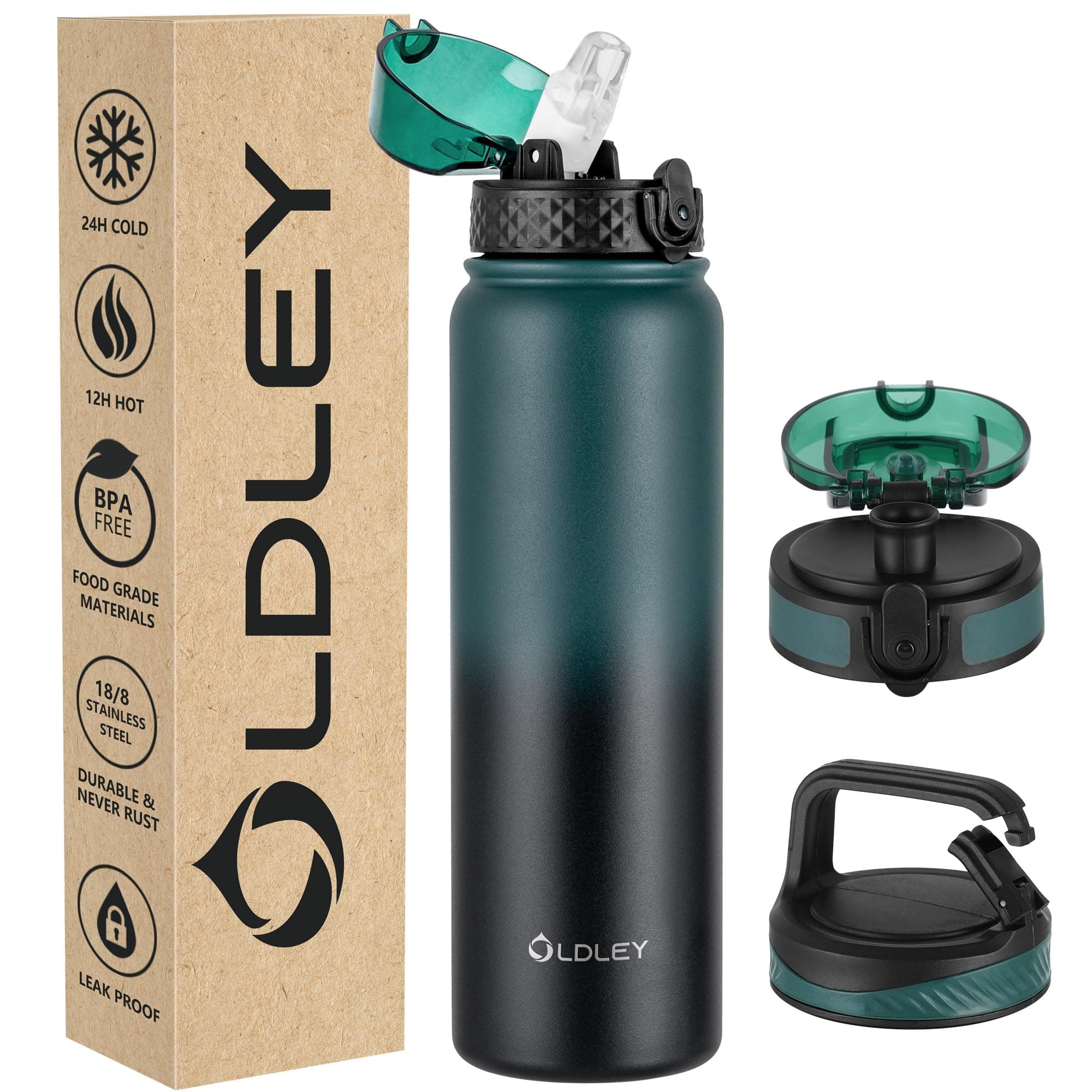 Gourde Oldley en Acier Inoxydable 1L Thermostique et Étanche - Idéale pour Vélo et Camping - Maintient le Boisson Frais